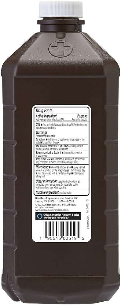 Amazon Basics Hydrogen Peroxide Topical Solution USP, First Aid Antiseptic for Cuts, Scrapes and Wound Disinfection, Pack of 1, 32 fl oz - Image 2
