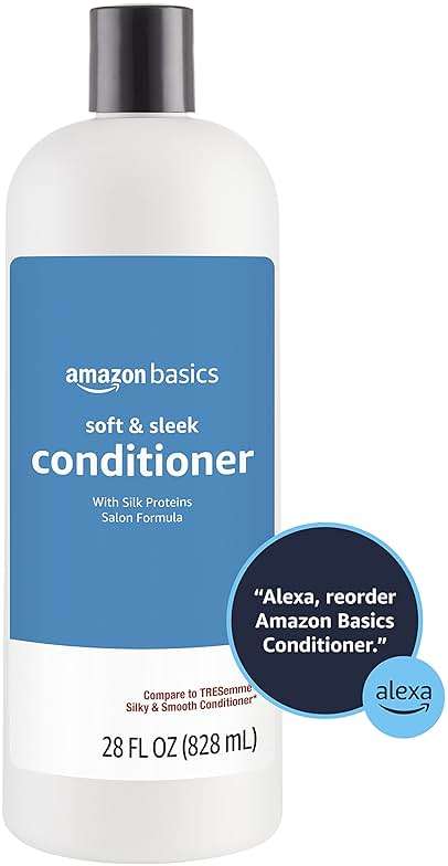 Amazon Basics Soft & Sleek Anti-Frizz Conditioner for Dry or Damaged Hair with Argan Oil & Silk Proteins, 28 Fluid Ounce - Image 3