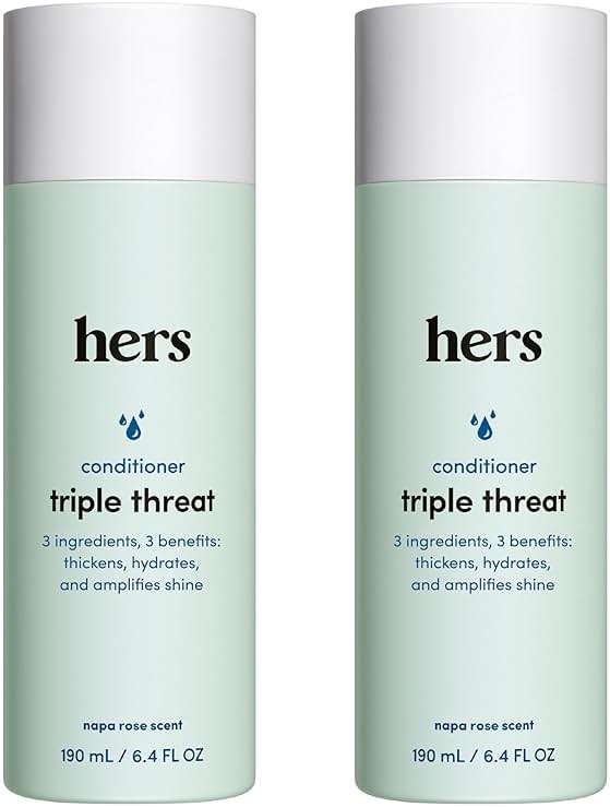 hers Triple Threat Conditioner - Amino Acid, Argan Oil, & Coconut Oil Formula - Moisturizing Conditioner for All Hair Types - Color-Safe & Sulfate-Free - Napa Rose Scent - 6.4 Fl Oz, 2 Pack - Image 1
