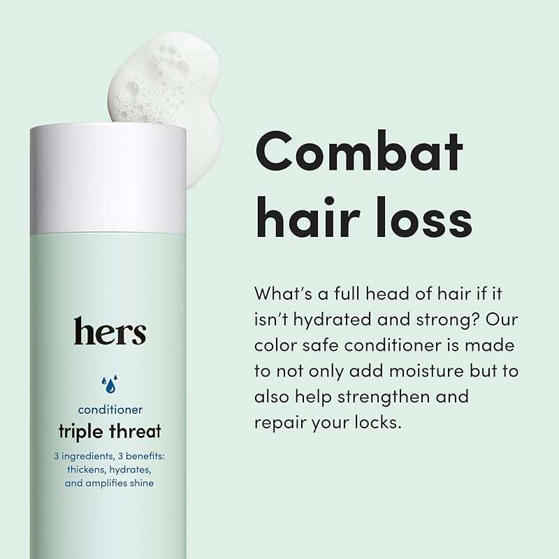 hers Triple Threat Conditioner - Amino Acid, Argan Oil, & Coconut Oil Formula - Moisturizing Conditioner for All Hair Types - Color-Safe & Sulfate-Free - Napa Rose Scent - 6.4 Fl Oz, 2 Pack - Image 2