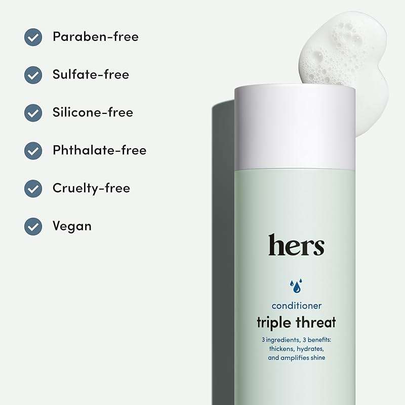 hers Triple Threat Conditioner - Amino Acid, Argan Oil, & Coconut Oil Formula - Moisturizing Conditioner for All Hair Types - Color-Safe & Sulfate-Free - Napa Rose Scent - 6.4 Fl Oz, 2 Pack - Image 5