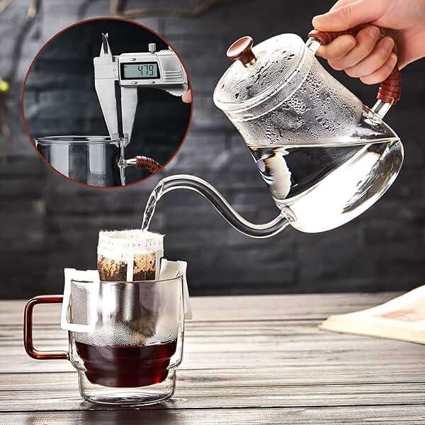 Unbreakable Gooseneck Kettle for Drip Coffee, 20oz/600ml Glass Coffee Kettle with Lid - Image 2