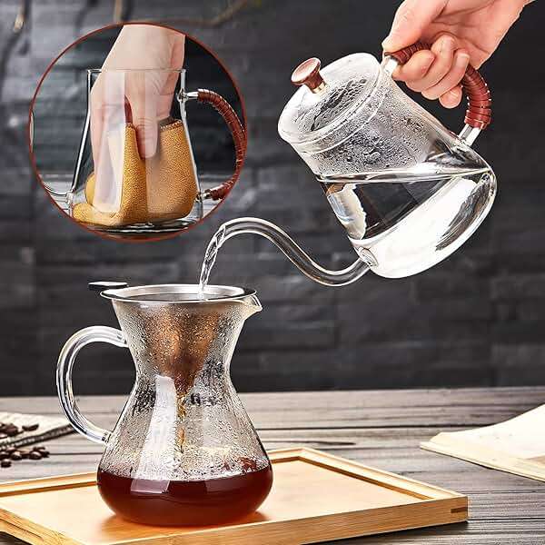 Unbreakable Gooseneck Kettle for Drip Coffee, 20oz/600ml Glass Coffee Kettle with Lid - Image 5
