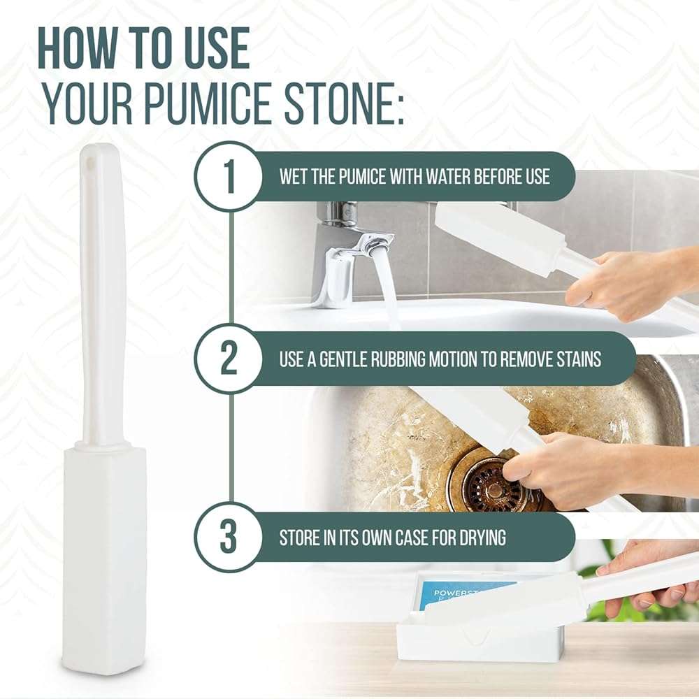 Powerstone Pumice Stone Toilet Bowl Cleaner with Extra Long Handle - 1 Pack | 3'' Longer Handle | Remove Hard Water Stains, Rings & Limescale from Toilets, Bathtubs, Sinks, Pools, BBQ - Image 4