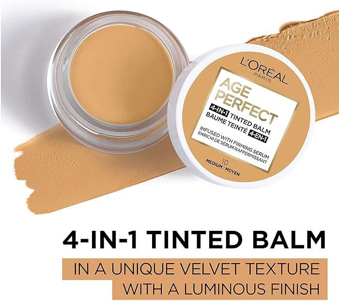 L'Oreal Paris Age Perfect 4-in-1 Tinted Face Balm Foundation with Firming Serum, Medium 10, 0.61 Ounce - Image 3