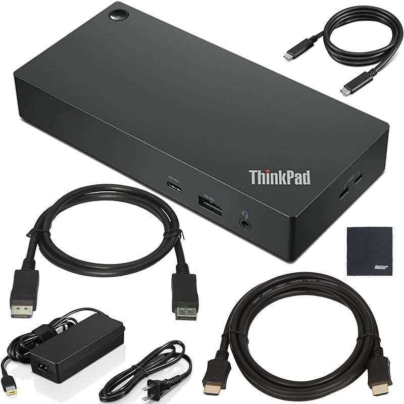 Lenovo ThinkPad USB Type-C Dock Gen 2 with 4K (40AY0090US) + ZoomSpeed HDMI Cable (with Ethernet) + ZoomSpeed DisplayPort Cable + Starter Bundle - Image 1