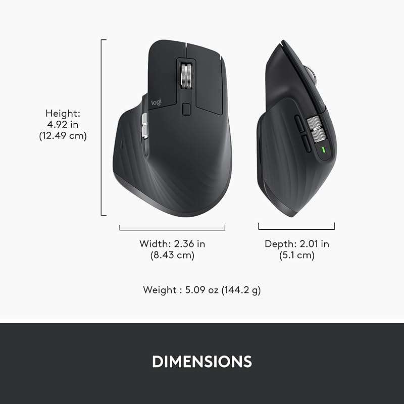 Logitech MX Master 3S Wireless Mouse Standard Edition with Logi Bolt USB Receiver, Ultra-Fast Scrolling, Ergo, 8K DPI, Track on Glass, Quiet Clicks, USB-C, Bluetooth, Windows, Linux, Chrome - Graphite - Image 11