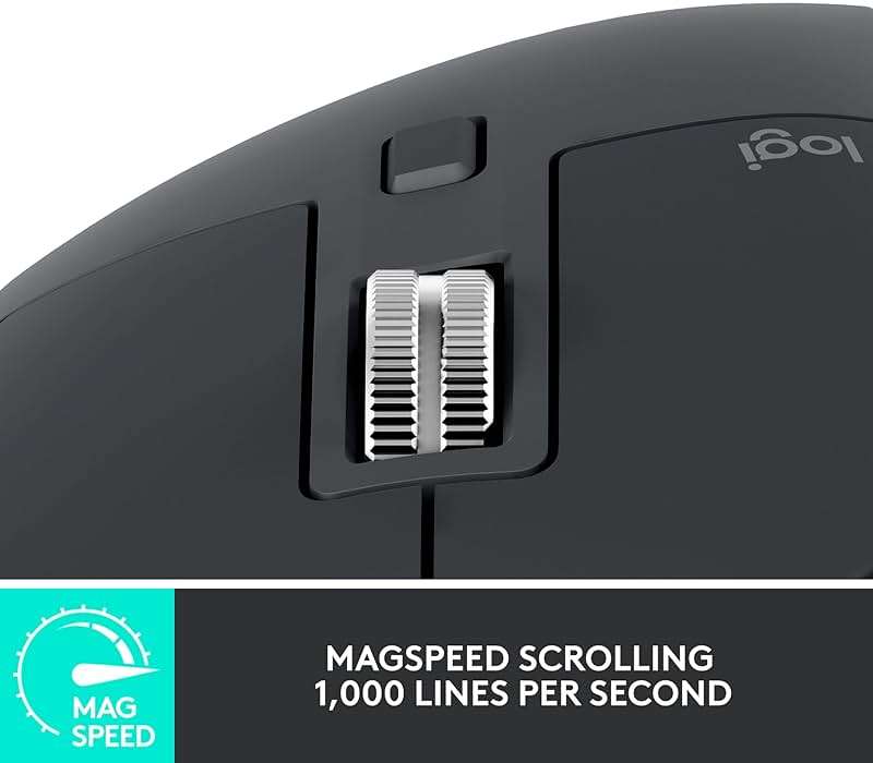 Logitech MX Master 3S Wireless Mouse Standard Edition with Logi Bolt USB Receiver, Ultra-Fast Scrolling, Ergo, 8K DPI, Track on Glass, Quiet Clicks, USB-C, Bluetooth, Windows, Linux, Chrome - Graphite - Image 4