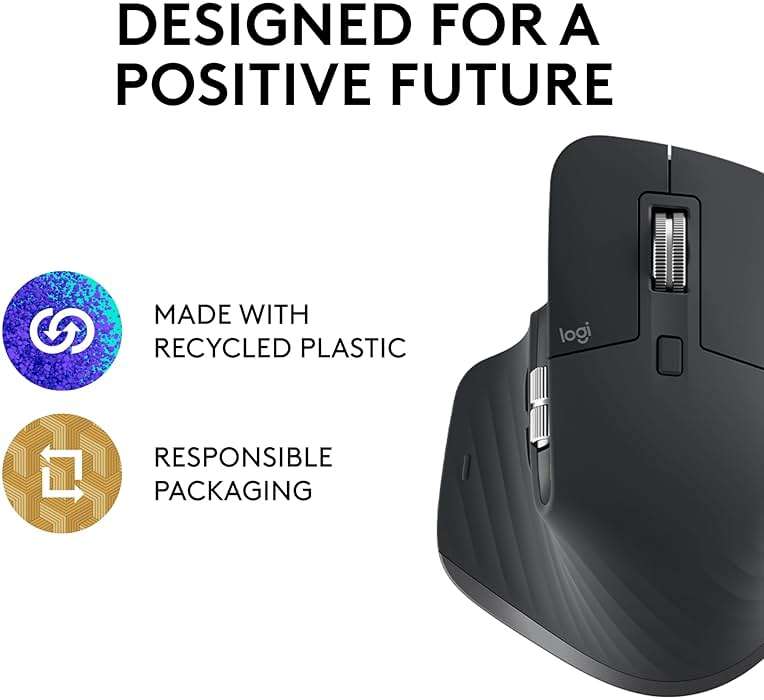 Logitech MX Master 3S Wireless Mouse Standard Edition with Logi Bolt USB Receiver, Ultra-Fast Scrolling, Ergo, 8K DPI, Track on Glass, Quiet Clicks, USB-C, Bluetooth, Windows, Linux, Chrome - Graphite - Image 5