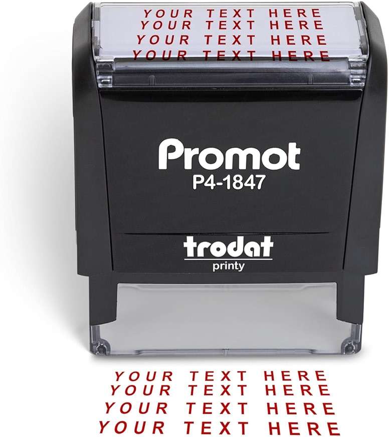 Promot Self-Inking 4-Line Custom Stamp - Personalized Name & Address Stamp with Up to 4 Lines of Custom Text, Easy Replaceable Ink Cartridge, Ideal for Home, Office & Business Use (Medium) - Image 1