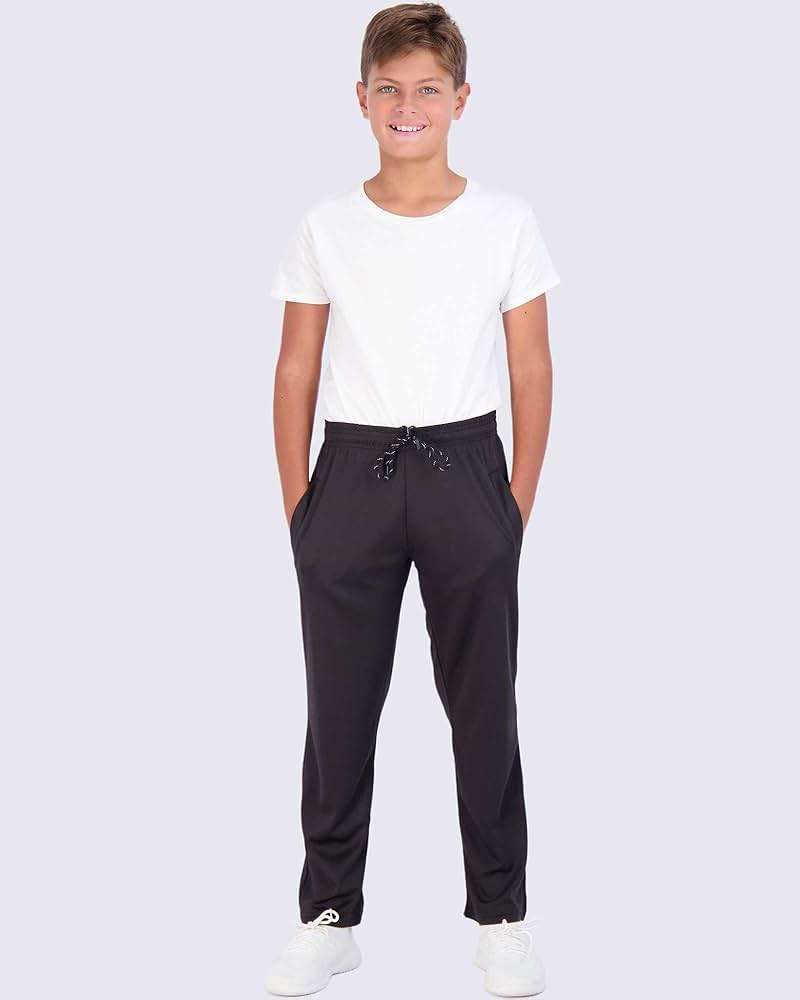 Real Essentials 3 Pack: Boys' Mesh Open Bottom Active Sweatpants with Pockets & Drawstring - Image 6