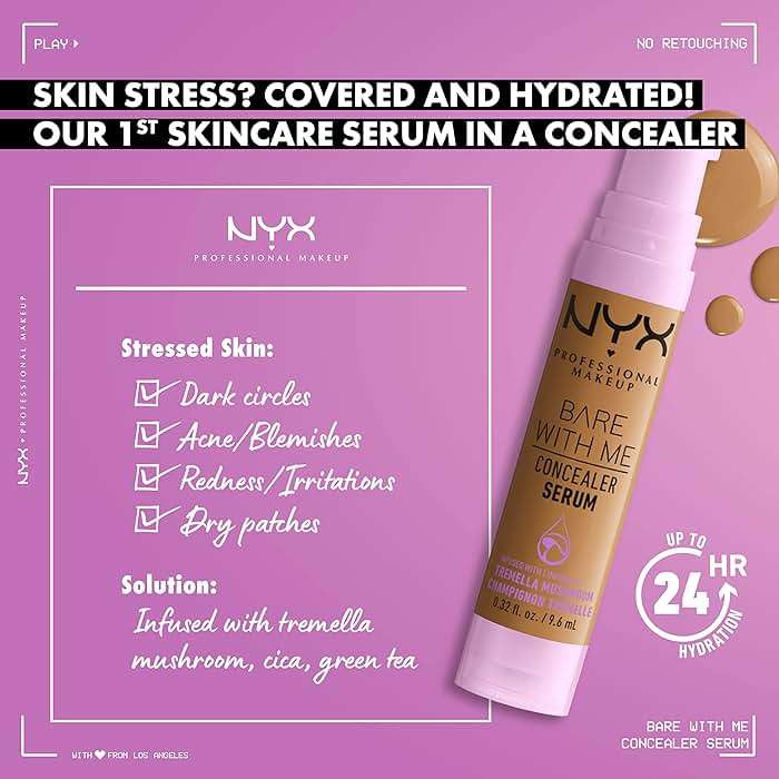 NYX PROFESSIONAL MAKEUP Bare With Me Concealer Serum, Concealer Makeup For Up To 24Hr Hydration - Light - Image 2