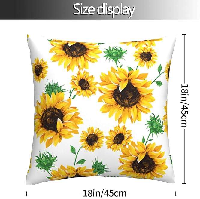 Wizfuyq Yellow Sunflower Throw Pillow Case Square Sofa Cushion Cover Home Decorative Armchair Bedroom Livingroom Standard Pillowcase 18 X 18 Inch - Image 3