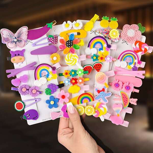 42 Pieces Baby Hair Clips, Hair Pin, Barrettes for Girls, Toddler Girls Hair Accessories, Kids Hair Clips for Styling, Flower Rainbow Candy Fruits Butterfly Hair Barrettes - Image 1