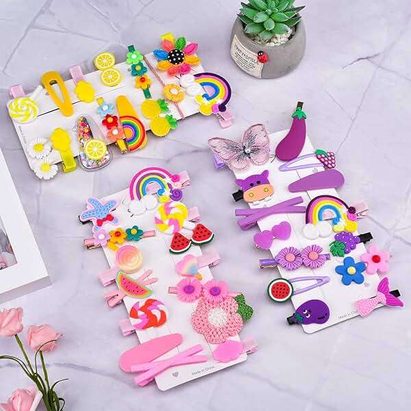 42 Pieces Baby Hair Clips, Hair Pin, Barrettes for Girls, Toddler Girls Hair Accessories, Kids Hair Clips for Styling, Flower Rainbow Candy Fruits Butterfly Hair Barrettes - Image 2