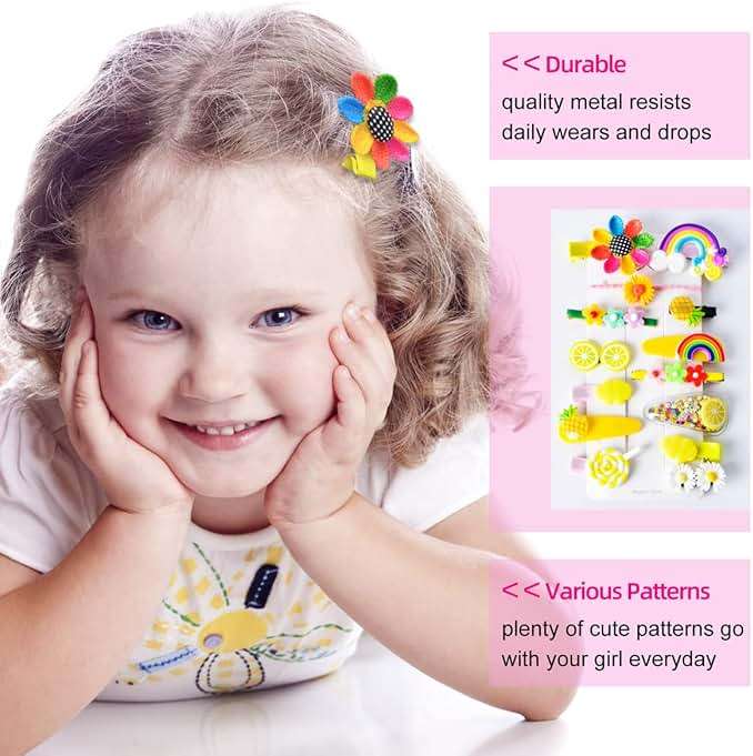 42 Pieces Baby Hair Clips, Hair Pin, Barrettes for Girls, Toddler Girls Hair Accessories, Kids Hair Clips for Styling, Flower Rainbow Candy Fruits Butterfly Hair Barrettes - Image 5