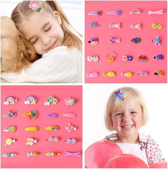 42 Pieces Baby Hair Clips, Hair Pin, Barrettes for Girls, Toddler Girls Hair Accessories, Kids Hair Clips for Styling, Flower Rainbow Candy Fruits Butterfly Hair Barrettes - Image 7