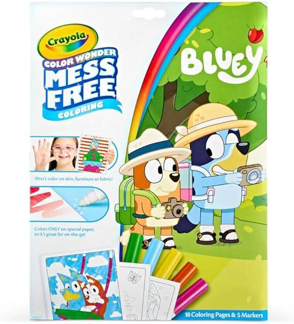Crayola Bluey Color Wonder Coloring Set, 18 Mess Free Toddler Coloring Pages & 5 Markers, Bluey Activity Set for Kids, Gift for Toddlers, Ages 3+ - Image 1