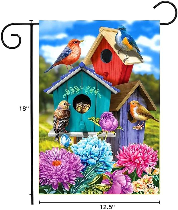 Colorful Birdhouses Spring Garden Flag 12.5 x 18 Briarwood Lane - Image 2