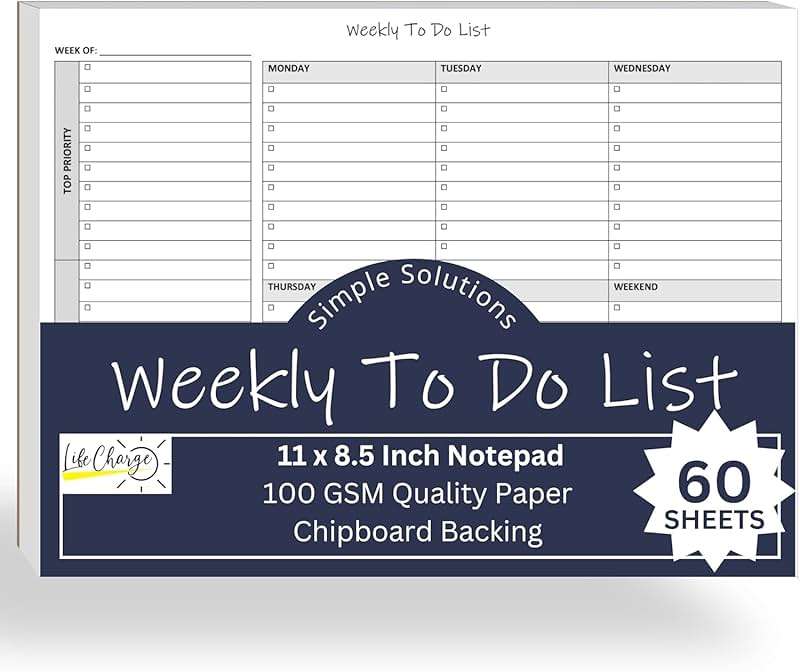 Life Charge Weekly Planner Notepad for Work & Home, Weekly To Do List Pad with Daily Checklist, Priority & Notes, 60 Pages, 8.5 x 11 Letter, Landscape - Image 9