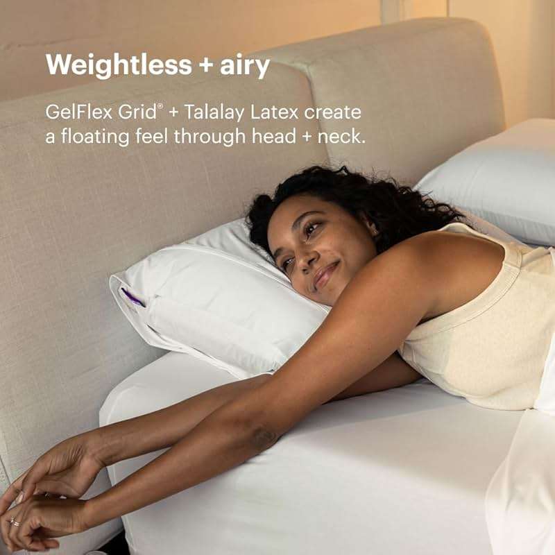 Purple Harmony Pillow - Tall Loft, King Size - Cooling Gel Neck and Side Sleeper Pillow, Weightless Medium Feel, GelFlex Grid and Talalay Latex Foam for Pressure-Relieving Support - Image 5