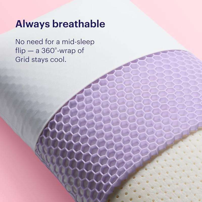 Purple Harmony Pillow - Tall Loft, King Size - Cooling Gel Neck and Side Sleeper Pillow, Weightless Medium Feel, GelFlex Grid and Talalay Latex Foam for Pressure-Relieving Support - Image 7