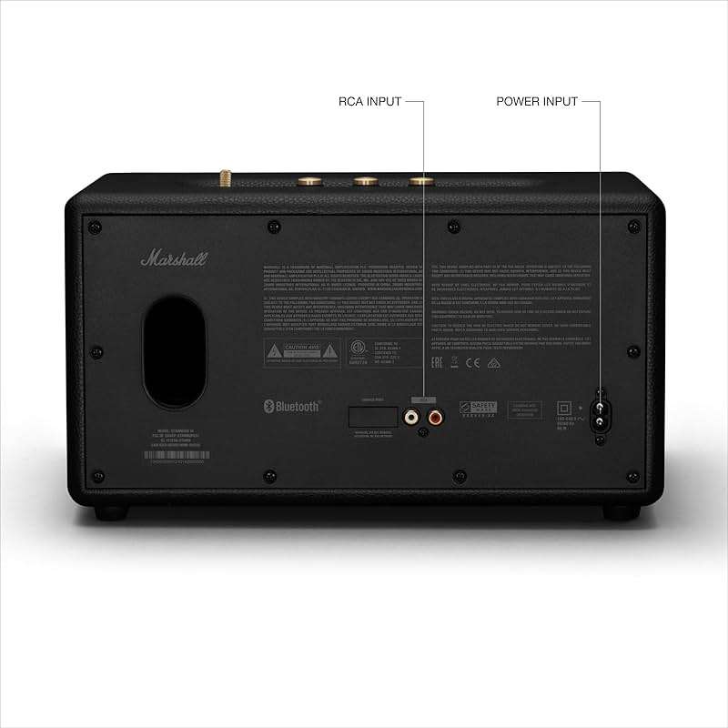 Marshall Stanmore III Bluetooth Home Speaker - Loud Stereo Sound with Bass and Treble Controls | Plug-in Powered | Record Player Compatible | RCA and 3.5mm Aux Inputs - Black - Image 8