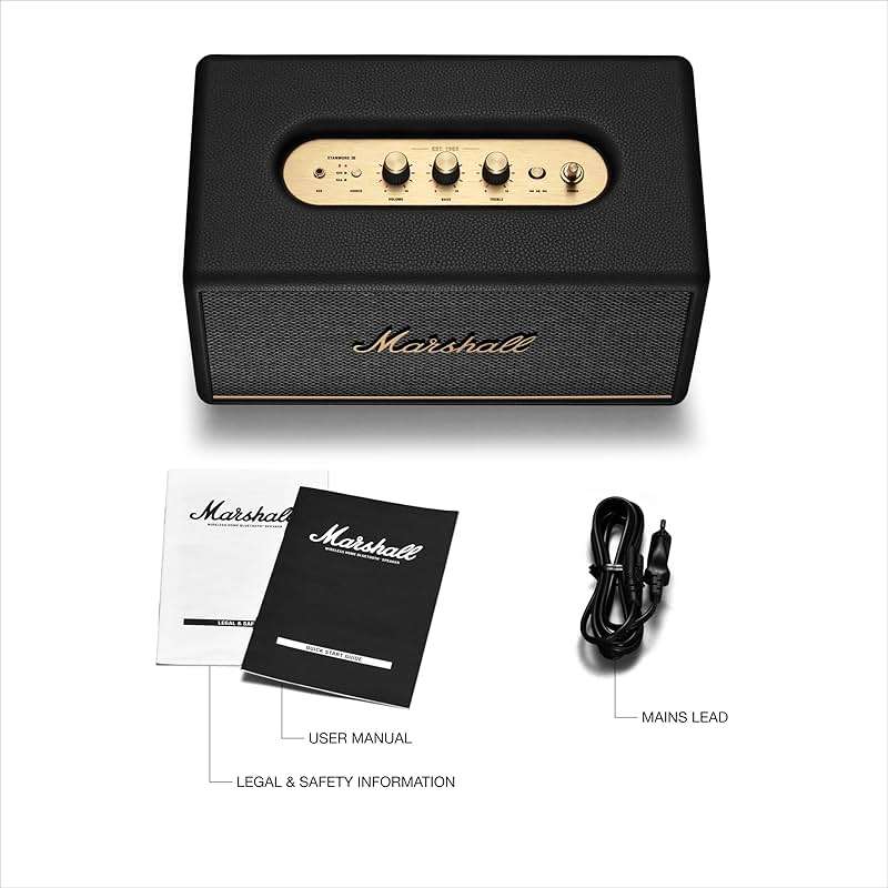 Marshall Stanmore III Bluetooth Home Speaker - Loud Stereo Sound with Bass and Treble Controls | Plug-in Powered | Record Player Compatible | RCA and 3.5mm Aux Inputs - Black - Image 9