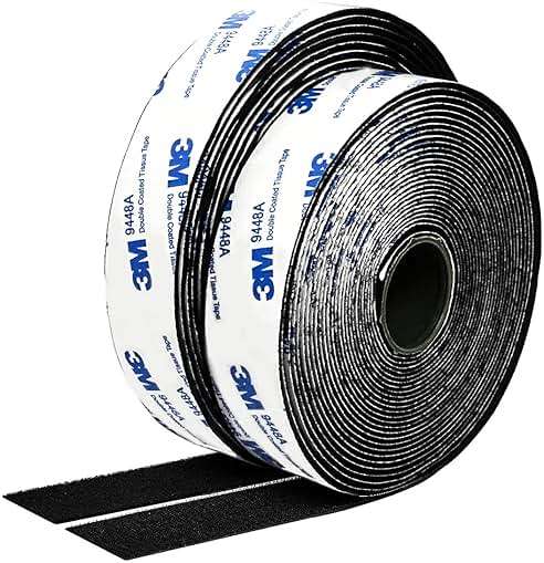 Hook and Loop Tape 1in x 20ft, Slef Adhesive Interlocking Strip, Mounting Tape Heavy Duty Adhesion, Picture Hanging Strips Fastener, Double Sided Carpet & Rug Fixation - Image 1
