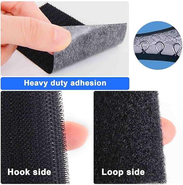 Hook and Loop Tape 1in x 20ft, Slef Adhesive Interlocking Strip, Mounting Tape Heavy Duty Adhesion, Picture Hanging Strips Fastener, Double Sided Carpet & Rug Fixation - Image 3
