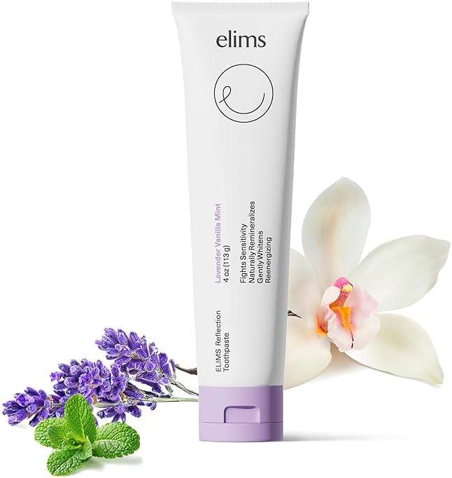 Elims 10% Nano-Hydroxyapatite Toothpaste – Fluoride-Free, Xylitol Remineralizing, Whitening Toothpaste for Sensitive Teeth, SLS-Free, Lavender Vanilla Mint Favlor for Adults & Kids, 4oz - Image 1