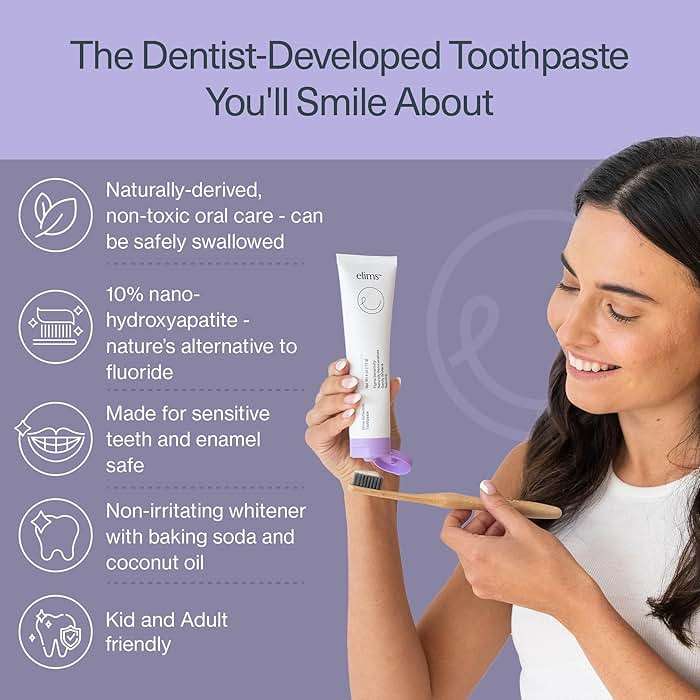 Elims 10% Nano-Hydroxyapatite Toothpaste – Fluoride-Free, Xylitol Remineralizing, Whitening Toothpaste for Sensitive Teeth, SLS-Free, Lavender Vanilla Mint Favlor for Adults & Kids, 4oz - Image 2