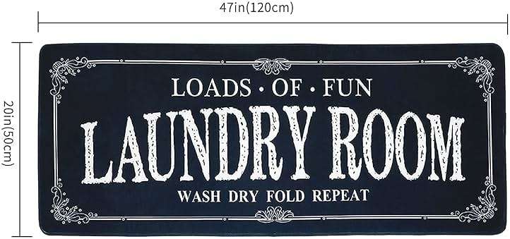 ROMAMIGO Non Slip Laundry Runner Rug - Farmhouse Kitchen Floor Mat for Mudroom and Bathroom - Black, 20 X 47 Inches - Image 2
