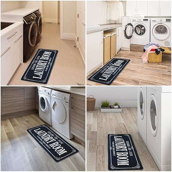 ROMAMIGO Non Slip Laundry Runner Rug - Farmhouse Kitchen Floor Mat for Mudroom and Bathroom - Black, 20 X 47 Inches - Image 3