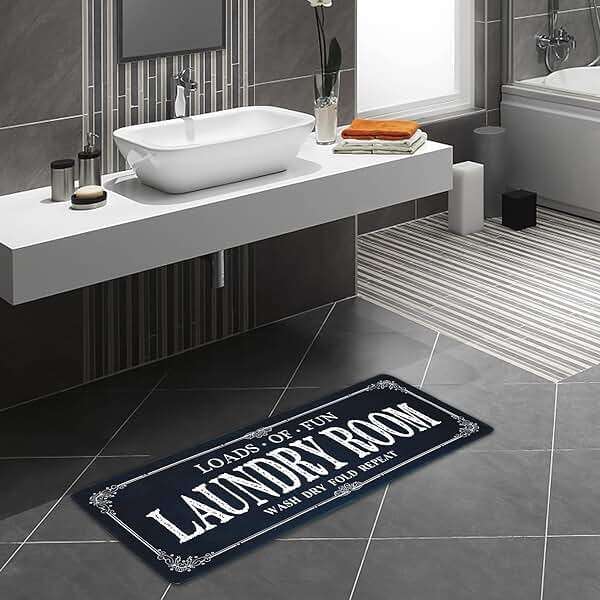 ROMAMIGO Non Slip Laundry Runner Rug - Farmhouse Kitchen Floor Mat for Mudroom and Bathroom - Black, 20 X 47 Inches - Image 4