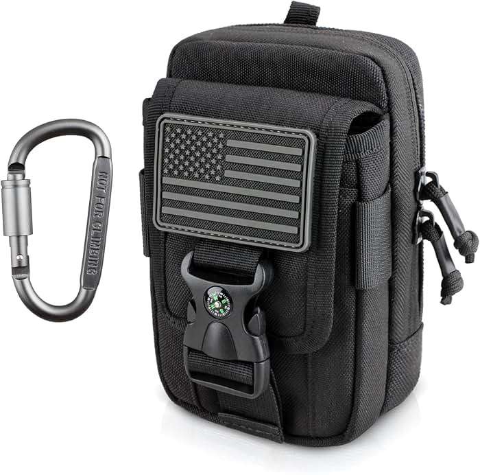 WYNEX Tactical Compass Phone Pouch, Large Molle Smartphone Holster Case Double Capacity Small Utility EDC Pouch with Compass Buckle and Carabiner - Image 1