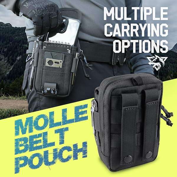 WYNEX Tactical Compass Phone Pouch, Large Molle Smartphone Holster Case Double Capacity Small Utility EDC Pouch with Compass Buckle and Carabiner - Image 5