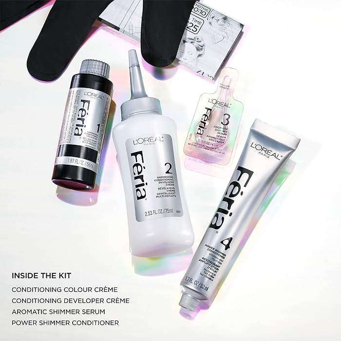 L'Oreal Paris Feria Midnight Bold Multi-Faceted Permanent One-Step Hair Color Kit, No Bleach Required, Twilight Haze - Image 4