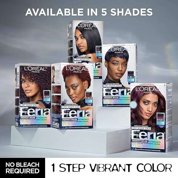 L'Oreal Paris Feria Midnight Bold Multi-Faceted Permanent One-Step Hair Color Kit, No Bleach Required, Twilight Haze - Image 7