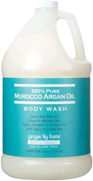 Ginger Lily Farms Salon Formula 100% Pure Morocco Argan Oil Body Wash for All Skin Types, 100% Vegan & Cruelty-Free, 1 Gallon (128 fl oz) Refill - Image 1