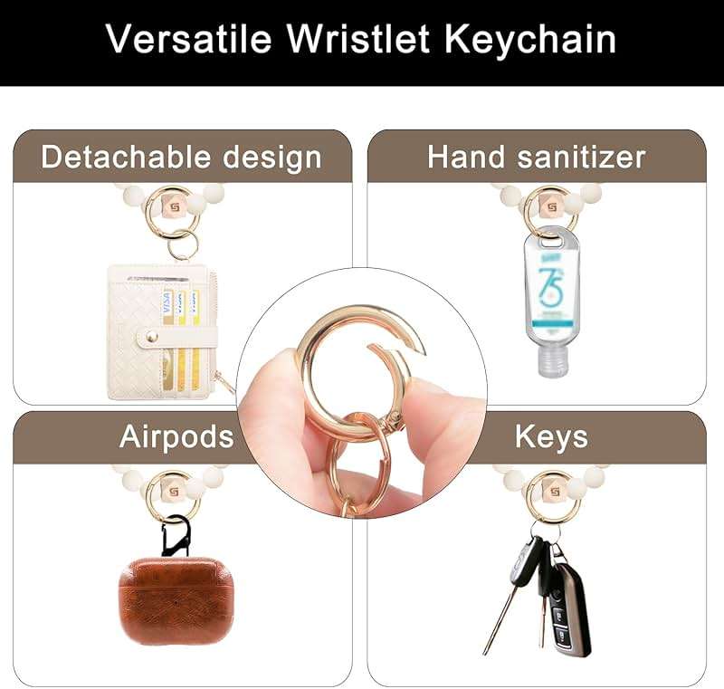COOLANS Silicone Bracelet Wristlet Wallet Credit Card Holder RFID,ID Window,Key Ring Tassel,Slim Wallet Women Keychain Purse - Image 7