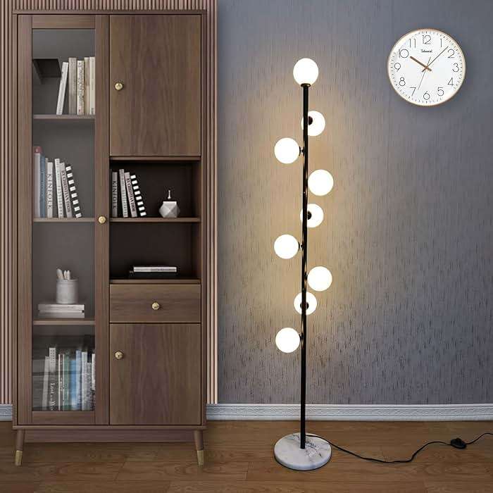 Hsyile Modern Creative Black Floor Lamp for Living Room,Bedroom,Office,Globe High Pole Standing Lamp, Tree Lamp,9 Bulbs Included - Image 3