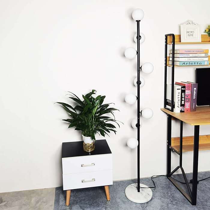 Hsyile Modern Creative Black Floor Lamp for Living Room,Bedroom,Office,Globe High Pole Standing Lamp, Tree Lamp,9 Bulbs Included - Image 4