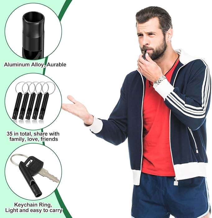 Frienda Emergency Whistle Bulk with Keychain, Aluminum Emergency Survival Whistle for Camping Hiking Hunting Outdoors Sports, Loud Sound - Image 5