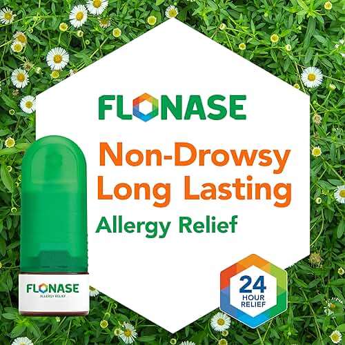 Flonase Allergy Relief Nasal Spray Fluticasone Propionate, 24-Hour Non-Drowsy Multi-Symptom Relief 144 Sprays, Bonus Pack of Tissues - Image 3