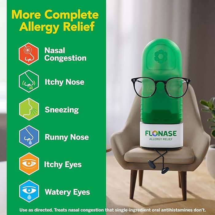 Flonase Allergy Relief Nasal Spray, 24-Hour Non-Drowsy Multi-Symptom Relief - 72 Sprays plus Bonus Pack of Tissues - Image 4