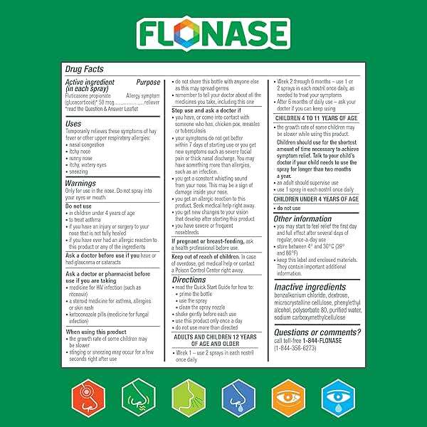 Flonase Allergy Relief Nasal Spray, 24-Hour Non-Drowsy Multi-Symptom Relief - 72 Sprays plus Bonus Pack of Tissues - Image 9