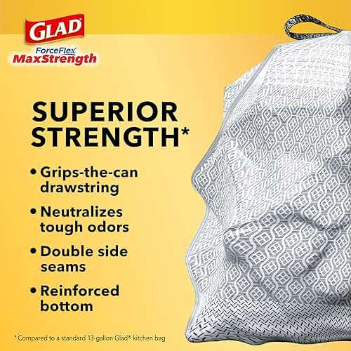 Glad Tall Kitchen Trash Bags 13 Gallon, MaxStrength Lemon Fresh Bleach Garbage Bags, Drawstring, 90 Count - Image 3