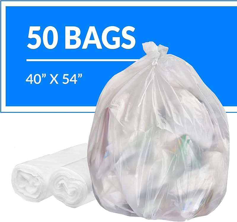 Reli. 55-60 Gallon Trash Bags Heavy Duty | 50 Trash Bags with Ties | Super Sizeable, Clear, Serious Garbage Cleanup - Image 2