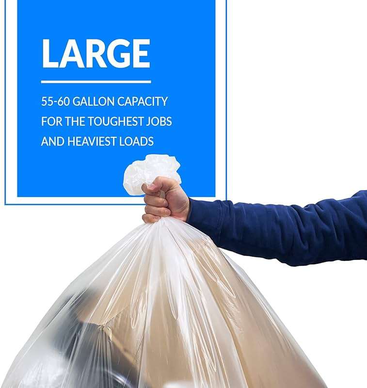 Reli. 55-60 Gallon Trash Bags Heavy Duty | 50 Trash Bags with Ties | Super Sizeable, Clear, Serious Garbage Cleanup - Image 5